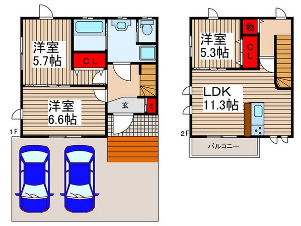 岸町３丁目戸建Ａ棟の物件間取画像